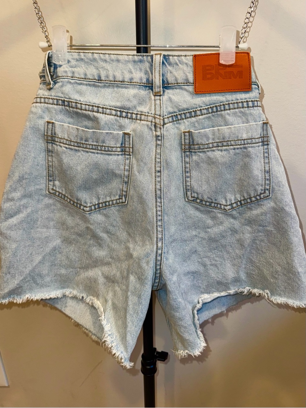 Princess Polly Denim Shorts Womens 2 High Rise Light Wash Distressed Longline